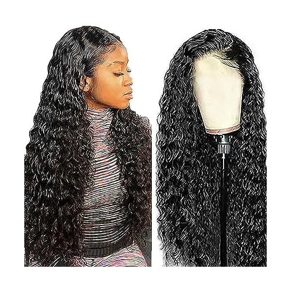 Pliantfis Perruques cheveux humains Water Wave Wigs with Baby Hair 150% Density Pre Plucked Brazilian Remy Hair Free Part Unp