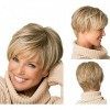 PKOUVOO Courte Perruque Bob, Perruques Femmes Cheveux Naturels Perruque Blonde Perruque Synthétique Bob Wig