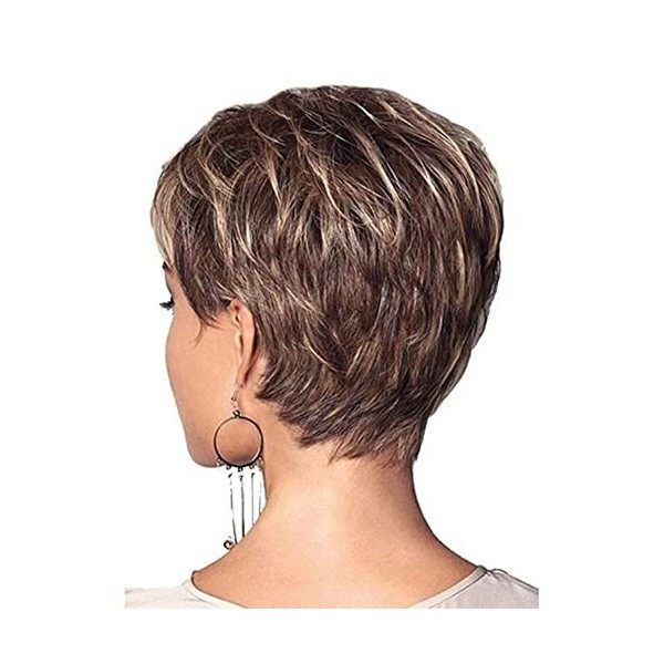 Court naturel Blond perruque de cheveux humains courte Blonde perruques pour les femmes Pixie couche Cut perruque Blonds mixt