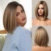 HAIRCUBE femmes avant lacets droite courte Bob perruque moyenne fibre naturelle chaude perruque synthétique naturelle ombre b