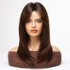 HAIRCUBE Perruques Longues Marron Rougeâtre pour Femme, Perruque de Cheveux Synthétiques avec Frange pour Un Usage Quotidien