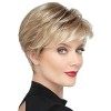 Becus Perruque Femme Naturelle Courte Avec Frange Perruque Blond Femme Courte Pixie Synthétique de Cheveux Pour Femme Blond 