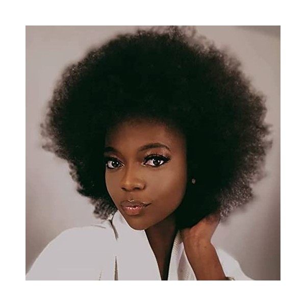 Becus Perruque Afro Femme Naturelle Brésilien Perruque Femme Naturelle Afro Bouclés pour Femme Courte Cheveux Humain Boucles 