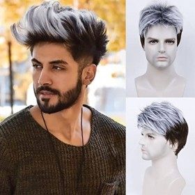 Becus brown short hair wig for men