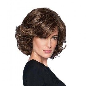 Perruque courte ondulée bouclée pour femme avec cheveux synthétiques 25,4 cm pour femme/fille - marron, adaptée à la vie quot