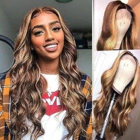 Perruque avec frange de 61 cm de long ondulée pour femme Perruques résistantes à la chaleur pour une fête quotidienne, perruq