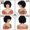 BECUS Perruque afro courte et bouclée noire pour femmes et filles avec frange pour femme - Perruques synthétiques pour un cos