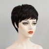 TANGCAI Pixie Wig Perruque de cheveux humains courts avec frange - Couleur noire - Sans colle - Cheveux humains brésiliens Re