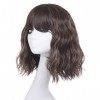 Leeven 14 Pouces Curly Wig with Bangs Natural Wave Hair Ombre Curly Wigs for Woman Short Bob Wig with Fringe Fancy Dress Part