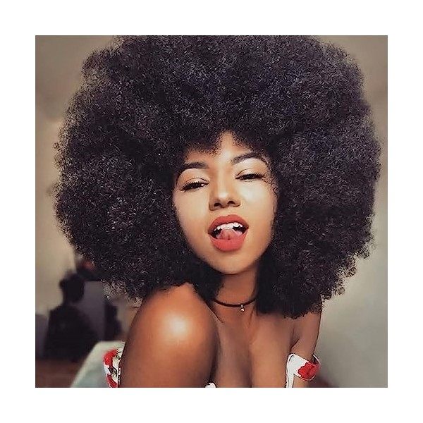 Queentas 8 "Naturel Noir Court Kinky Bouclés Perruques Afro de cheveux humains pour les femmes noires boucles moelleuses 