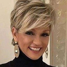 QUEENTAS Pixie Layered Short Blonde Wigs for White Women Black Women Synthetic Hair Blonde Mixed Brown 