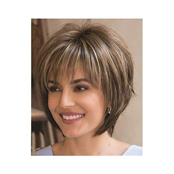 3ZH Triumph Wigs Cheveux Humains Courte Perruque de Charme de Charme Pixie Bob Perruque, Perruque avec Frange, for Femmes Bla