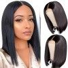 Perruque Femme Naturelle Perruque Bresilienne Cheveux Humain 4x4 Bob Lace Wig Human Hair for Black Women Couleur Naturelle 12