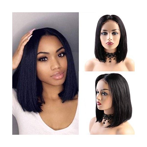 BLISSHAIR Perruque lace front perruque femme cheveux humains véritables Bob Droits Brésiliens Glueless Lace Front 4X4 Fermetu