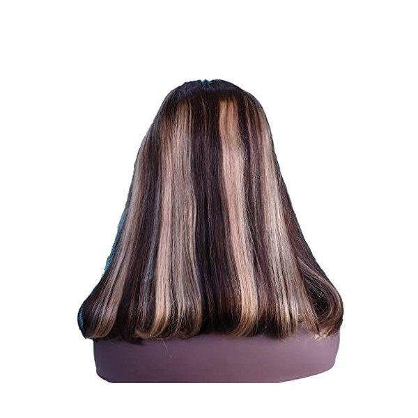 JcziJcx Perruque Naturelle Human Hair Wig Ombre Highlight Wig Bob Wig 4x4 Lace Closure Wig Peruvian Remy Hair Wig Straight Wi