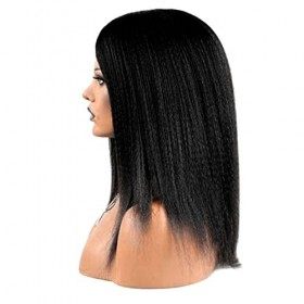 Perruque Femme Naturelle Brésilien Short Bob Wig 4x4 Transparent Lace Front Wig Human Hair Wig Natural Black Color Kinky Stra