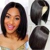 LCUKFEN Perruque Femme Bresilienne Vierge Cheveux Humain Bob Court Lace Wig 10 Pouce（25cm）Couleur Naturelle Perruque Femme Na