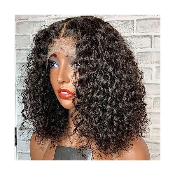 Perruque Femme Naturelle Perruque Bresilienne Cheveux Humain 180% Density 13x4 Bob Curly Lace Wig Human Hair for Black Women 