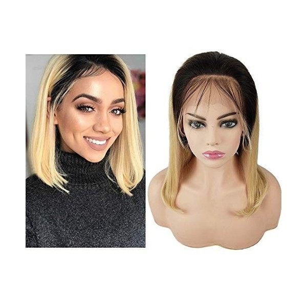 Mila 10inch/25cm Perruque Femme Cheveux Naturel Blond 613 Lace Front Wig 100% Human Hair Brazilian Remy Hair Wig Short Bob