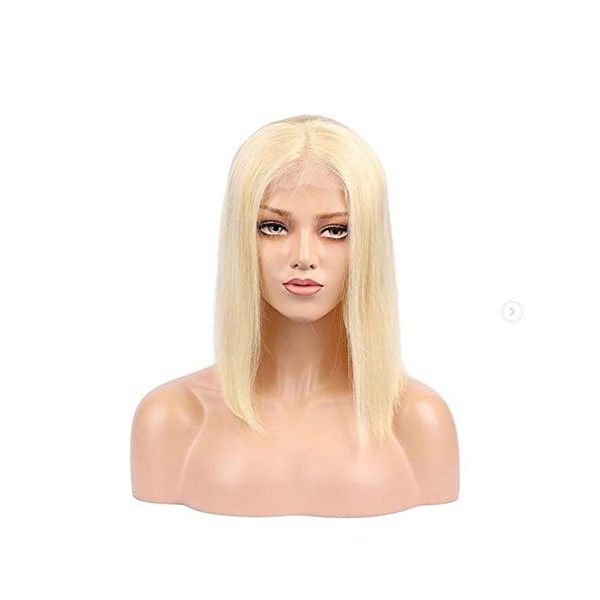 Mila 10inch/25cm Perruque Femme Cheveux Naturel Blond 613 Lace Front Wig 100% Human Hair Brazilian Remy Hair Wig Short Bob