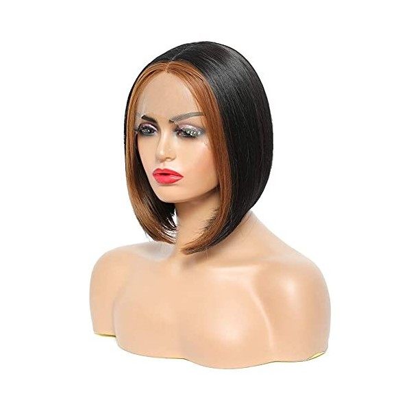 SEELAUGH Perruques Lace Front Wig Droite Cheveux Courts 9 Inch Lace Front Bob Wigs for Women