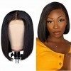 NIUDINNG Human Hair Wig Short Wig Bob 4x4 Lace Front Wigs Straight Wave Brazilian Remy Human Hair Natural Black Color Swiss L