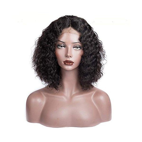 Maxine Hair Short Bob 100% Peruvian Virgin Human Hair Glueless Lace Front Wigs with Pre Plucked Hairline Bleached Knots Loose