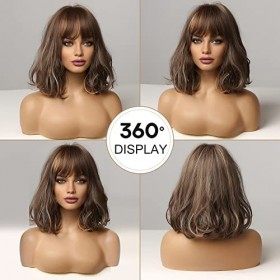 HAIRCUBE Brown Brown Curly Bob épaule des perruques pour lady wig wig femmes perruques synthétiques perruques pour la vie quo