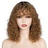 FASHION IDOL Short Curly Human-Hair Wigs with Bangs 10 Inch Jerry Curl Bob Wigs Human Hair Brazilian Virgin Human Hair None L