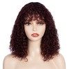 FASHION IDOL Short Curly Human-Hair Wigs with Bangs 10 Inch Jerry Curl Bob Wigs Human Hair Brazilian Virgin Human Hair None L