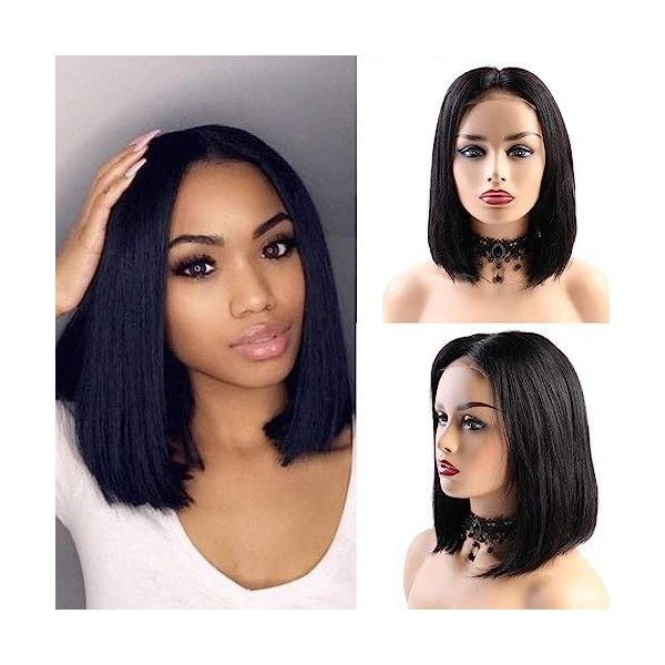 BLISSHAIR Lace Closure Bob Femme Naturel Wig - Perruque Bresilienne Bob Wigs - Cheveux Humain Femme Naturel 10 pouces