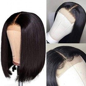 BLISSHAIR Lace Wig Perruques Bresilienne Wip Cap Bob Wig Cheveux Human Hair Naturels 10 pouces 