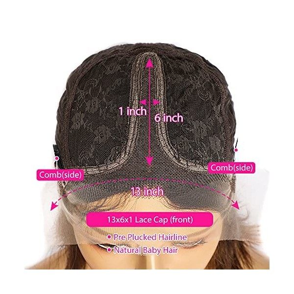 10 Pouces 25cm Perruque Naturelle Courte T Part 13x6x1 Lace Front Perruque Femme Cheveux Humain Highlight Bob Lace Front Huma