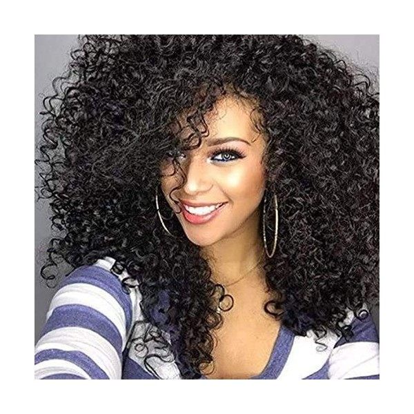 Colorfulpanda Perruque Femme Naturelle Bouclée Cheveux Kinky Curly Bob Afro Wigs pour Femme 150% Densité Perruque rouge 14 Po