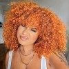 Colorfulpanda Perruque Femme Naturelle Bouclée Cheveux Kinky Curly Bob Afro Wigs pour Femme 150% Densité Perruque rouge 14 Po