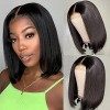 SingleBest Bresilien Perruque Lace Wig Cap - Short Bob Cheveux Noir - Meches Perruque Bresilienne Lace Wig 8 pouce 