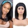 Huarisi 9a Bandeau Perruques Bob Cheveux Humains Short Headband Wig 12 Pouces Raides Bob Perruque Brésilienne Femmes Courte R