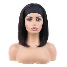 Huarisi 9a Bandeau Perruques Bob Cheveux Humains Short Headband Wig 12 Pouces Raides Bob Perruque Brésilienne Femmes Courte R