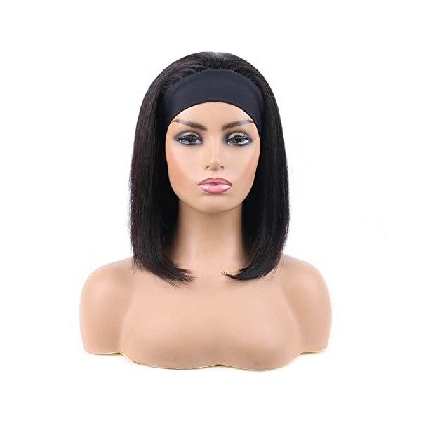 Huarisi 9a Bandeau Perruques Bob Cheveux Humains Short Headband Wig 12 Pouces Raides Bob Perruque Brésilienne Femmes Courte R