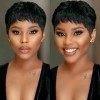 Wigs Meches Perruques de Cheveux Humains Pour les Femmes Bangs Noires Perruques Bob Cheveux Humains Bouclés Courts Pixie Cut 