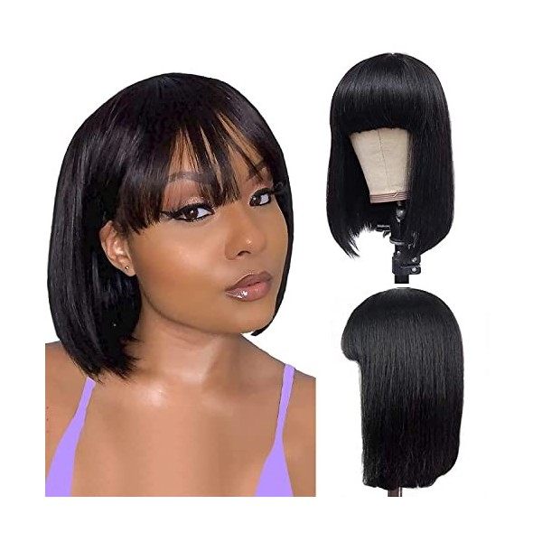 Straight Bob Wigs for Black Women Perruque Femme Naturelle Cheveux Courts Perruque Brésilienne Cheveux Perruque Femme Cheveux