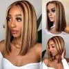 4/27 Highlight Perruque Bresilienne Short Bob Lace Front Wigs Human Hair Wigs Straight Human Hair Bob Wigs Pre Plucked 13x4 G