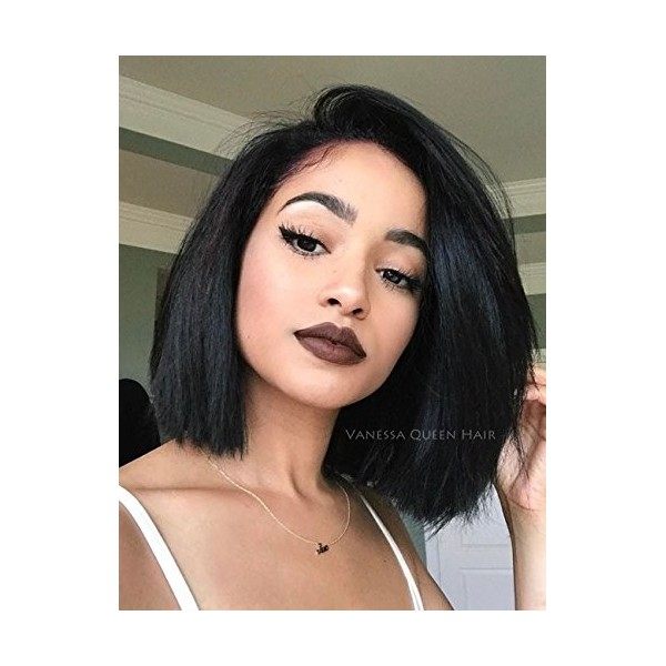 Vanessa Queen Silky Straight Short Cut Bob Wigs For Black Women Synthetic Lace Front Wig 12-14Inch