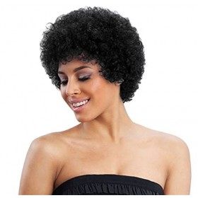 Perruque Bresilienne Courte Perruque Afro Femme Naturelle avec Frange Kinky Bouclée Perruque Cheveux Humain Pour les Femmes N