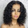 Singlebest Lace Closure Wig Cap Court - Perruque Afro Human Hair - Meche Cheveux Naturels Brésilienne Water Wave Curly Bouclé