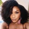 Perruque Afro Femme Perruque Bresilienne Courte Bouclée Afro Femme Vrai Cheveux Naturelle Perruques de Cheveux Humains en Pou