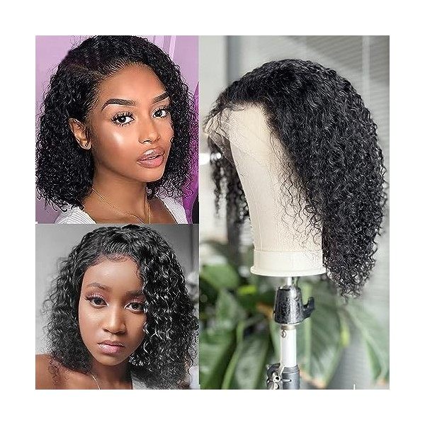 Perruque Femme Naturelle Bouclée Courte Perruque Cheveux Humain Femme Perruque Bresilienne 13x4 Curly Lace Front Wigs Human H