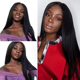 TOOCCI Lace Frontal Wig Cap Human Hair Wig Perruque Bresilienne Lace Wig Afro Meches Cheveux Brésilienne Naturels Droit 18in