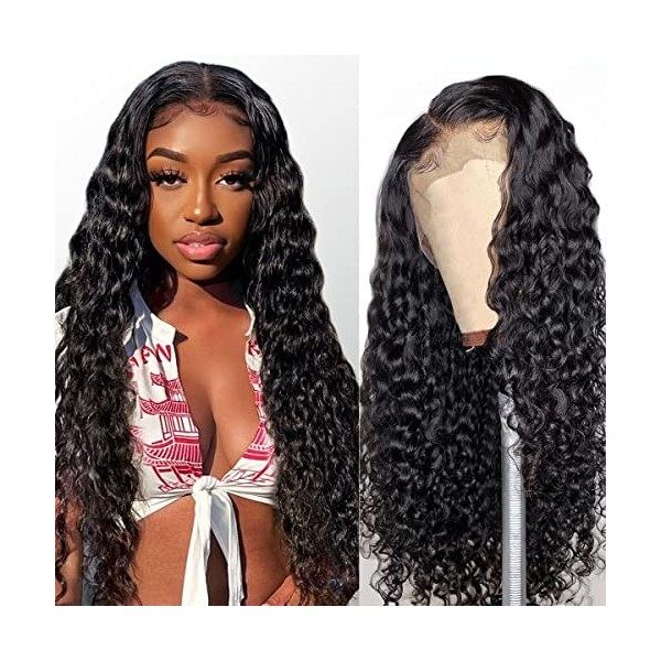 Perruque femme naturelle bresilienne bouclée 13X4 lace frontal wig human hair wigs for black women water wave curly perruque 