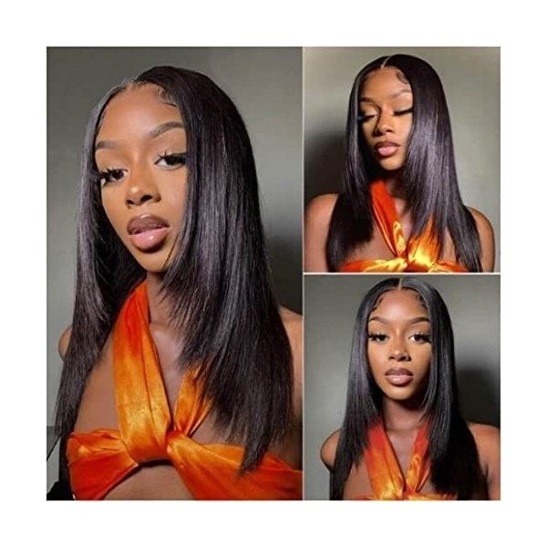 TOOCCI Lace Closure Wig Perruque Bresilienne Cheveux Naturel Brésilienne Wig Cap Human Hair Wigs 150 Densité 16" 